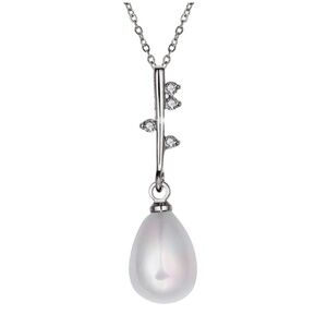Platinum-Plated Zircon Teardrop Imitation Pearl Pendant – Elegant Water Drop